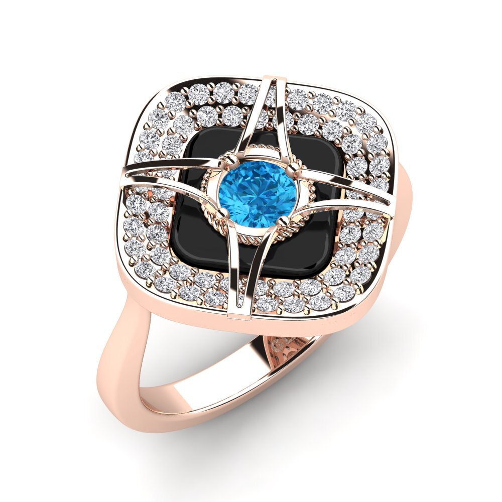 9ct Rose Gold Blue Topaz Ring Speelman