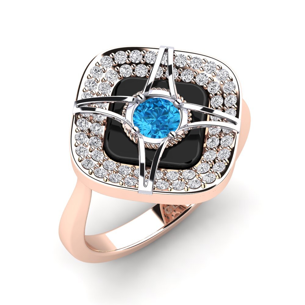 14ct Rose & White Gold Blue Topaz Ring Speelman