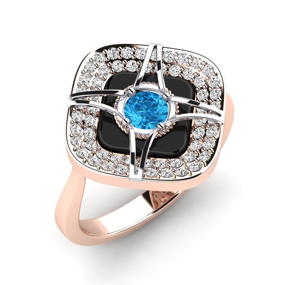Červené & bílé Zlato 375 Modrý topaz Prsten Speelman