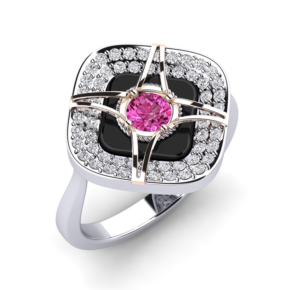 14ct White & Rose Gold Pink Topaz Ring Speelman