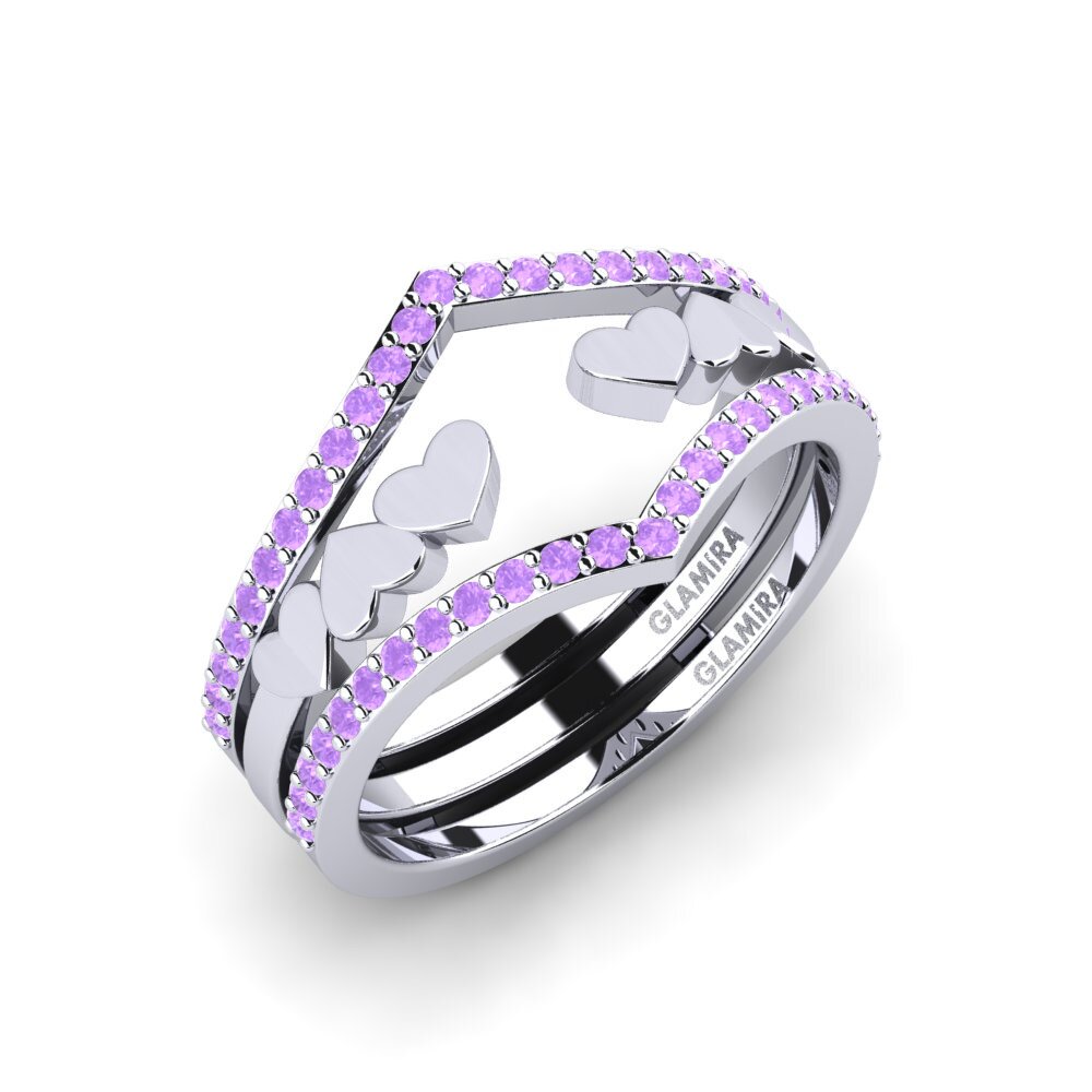 Bague En Argent Massif Avec Perle D'améthyste - Taille 64 - Occasion - Bijou Vintage élégant - Pierre Naturelle