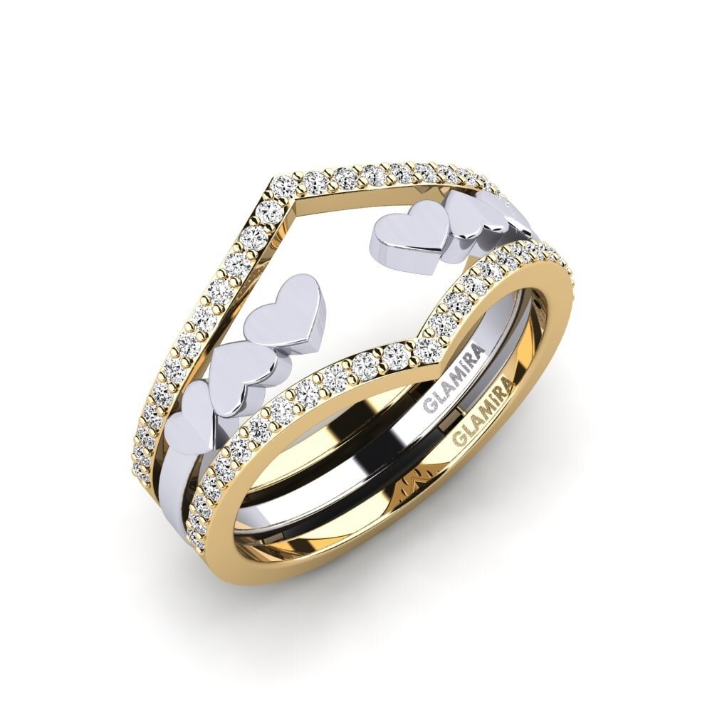 18ct Yellow & White Gold Moissanite Ring Spenisa - SET