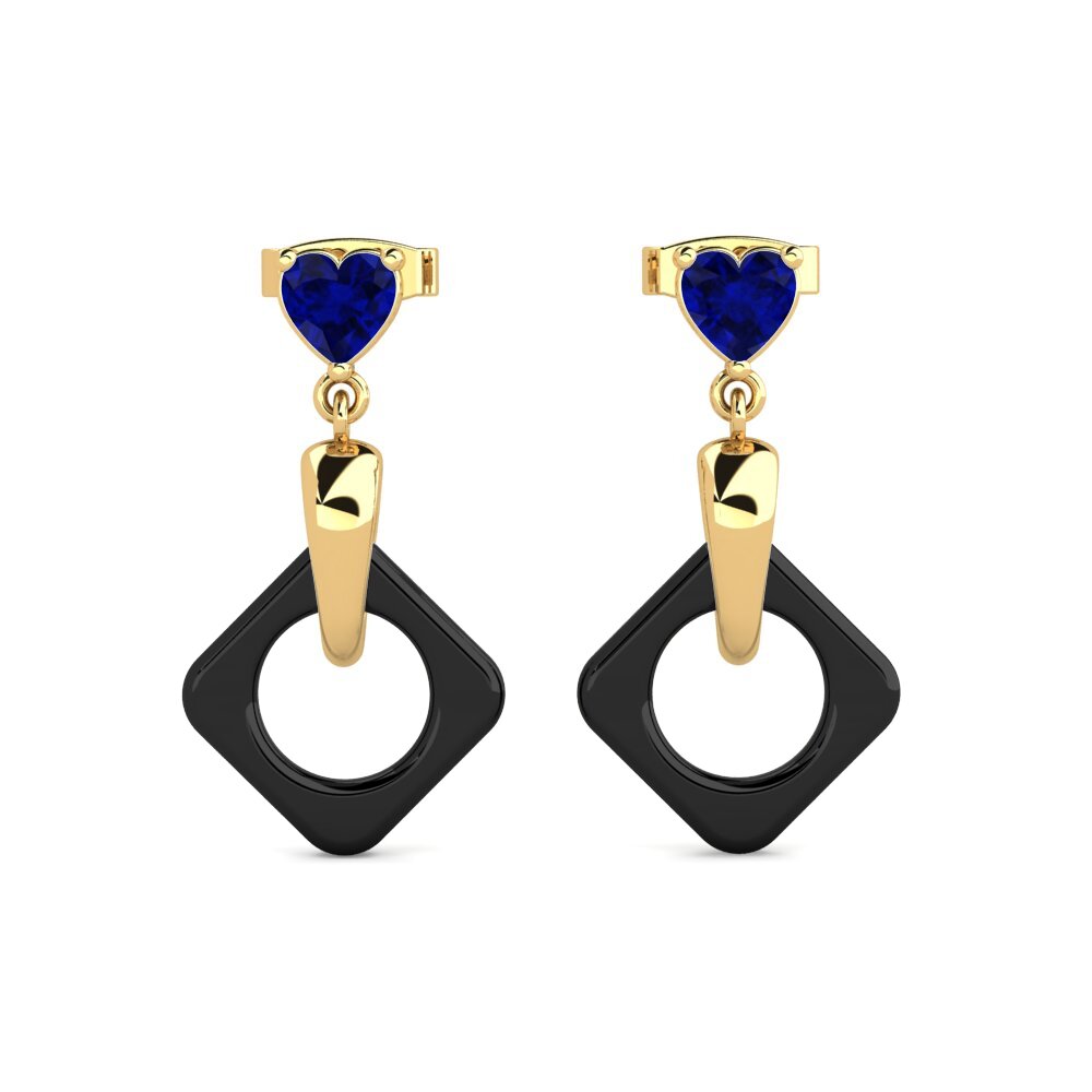 9ct Yellow Gold Sapphire Women's Earring Sphealed