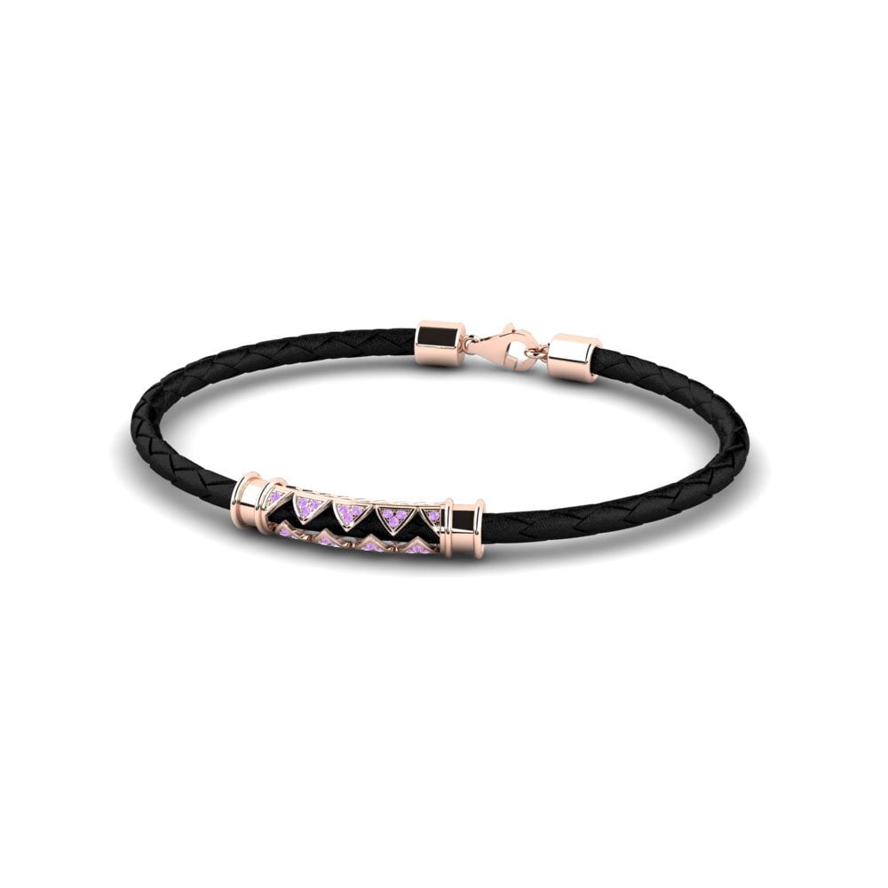 9ct Rose Gold Amethyst Men's Bracelet Spinda