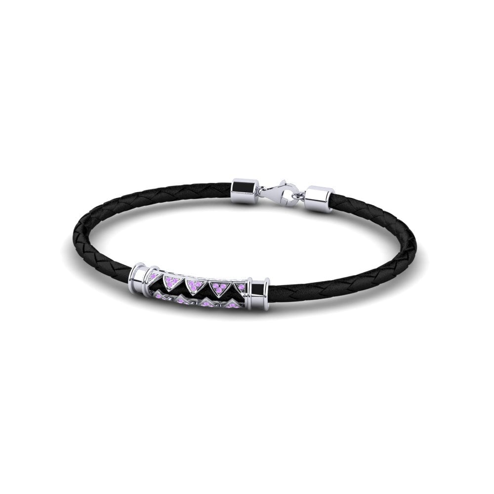9ct White Gold Amethyst Men's Bracelet Spinda