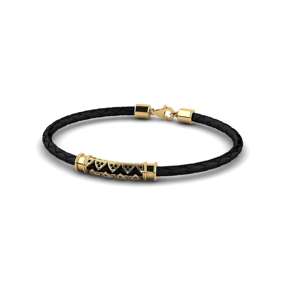 9ct Yellow Gold Black Onyx Men's Bracelet Spinda