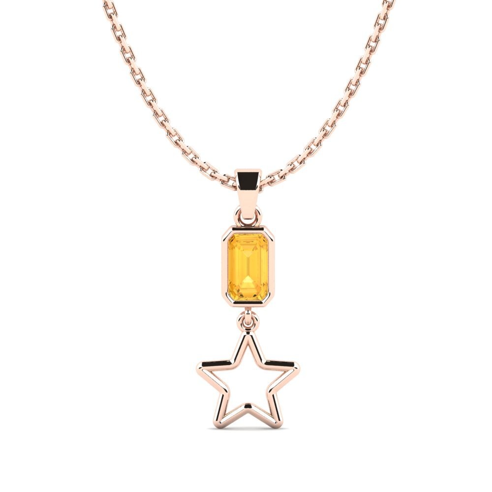 14k Oro Rosa Citrino Colgante de Mujer Spingere
