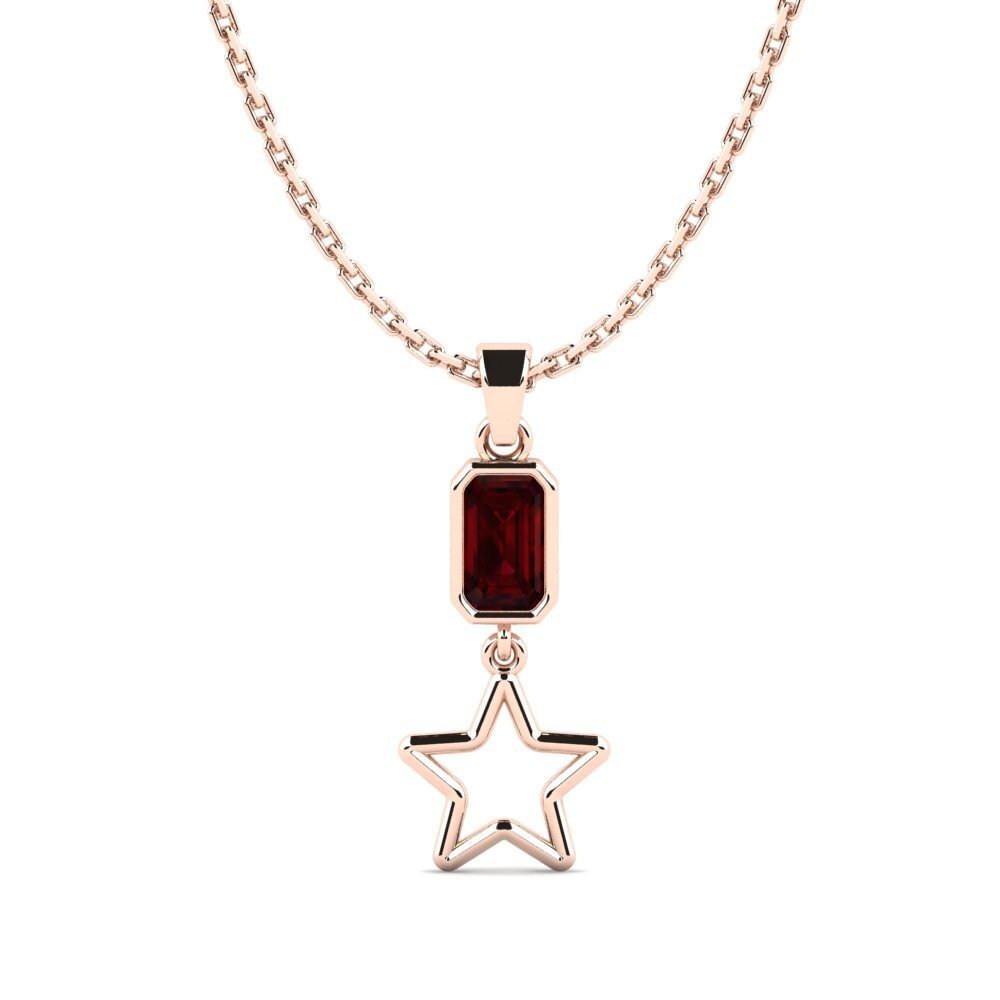 14k Oro Rosa Granate Colgante de Mujer Spingere