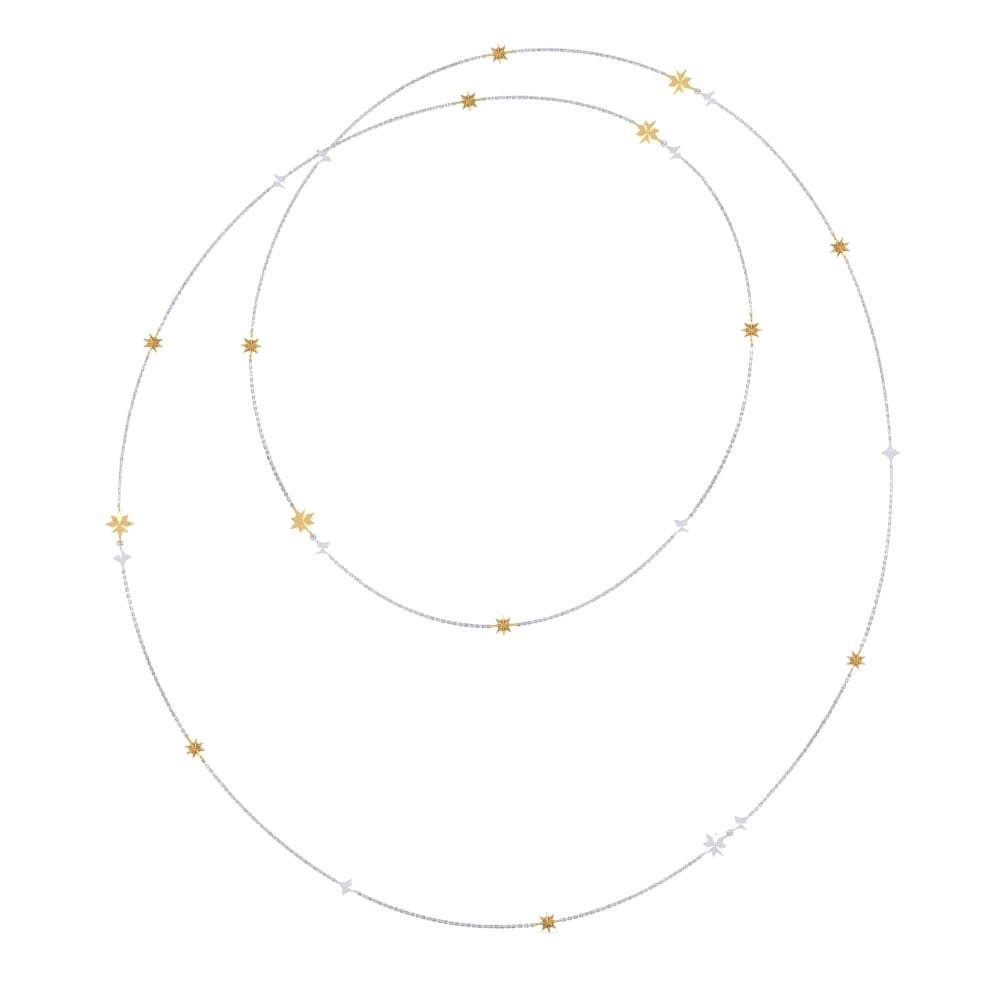 Halskette Spiralnova Weiß & Gelbgold 585