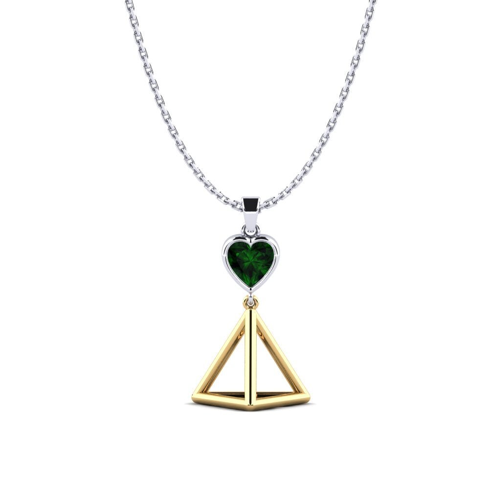 14k Oro Amarillo & Blanco Turmalina verde Colgante de Mujer Splashdown