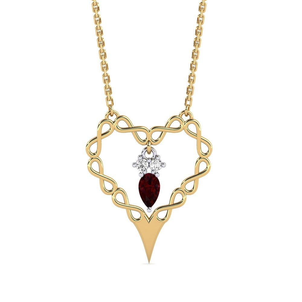 18k Oro Amarillo & Blanco Granate Collar de Mujer Split