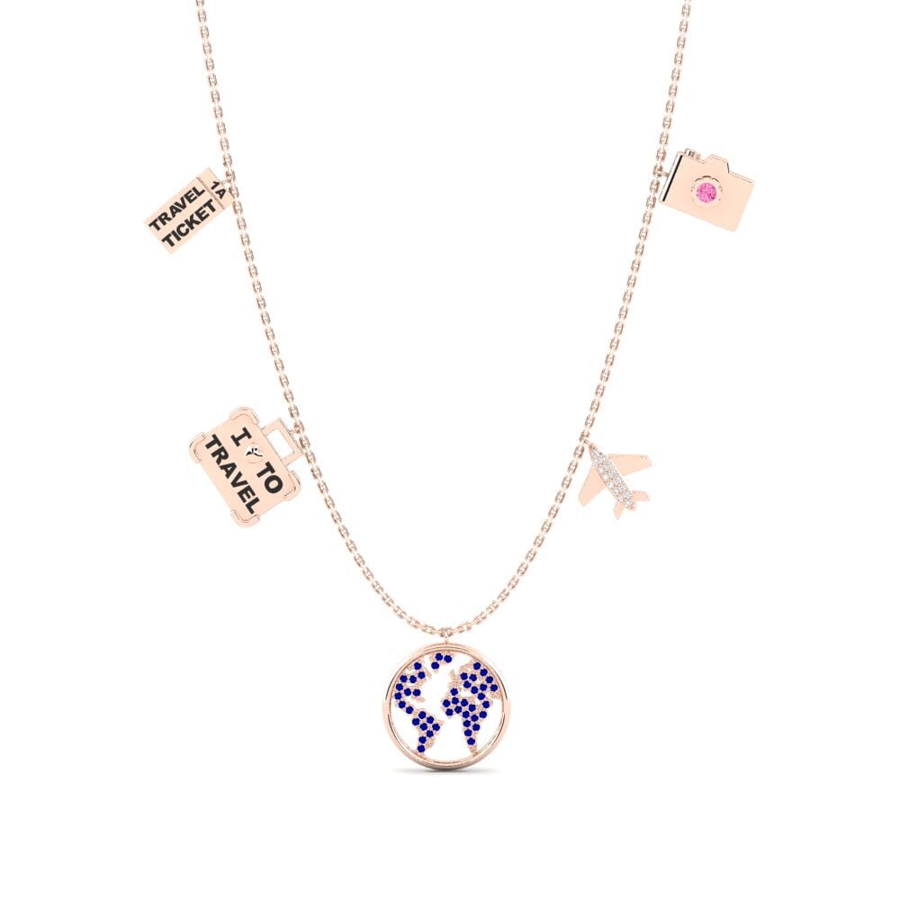 18ct Rose Gold Pink Sapphire Women's Necklace Spomin