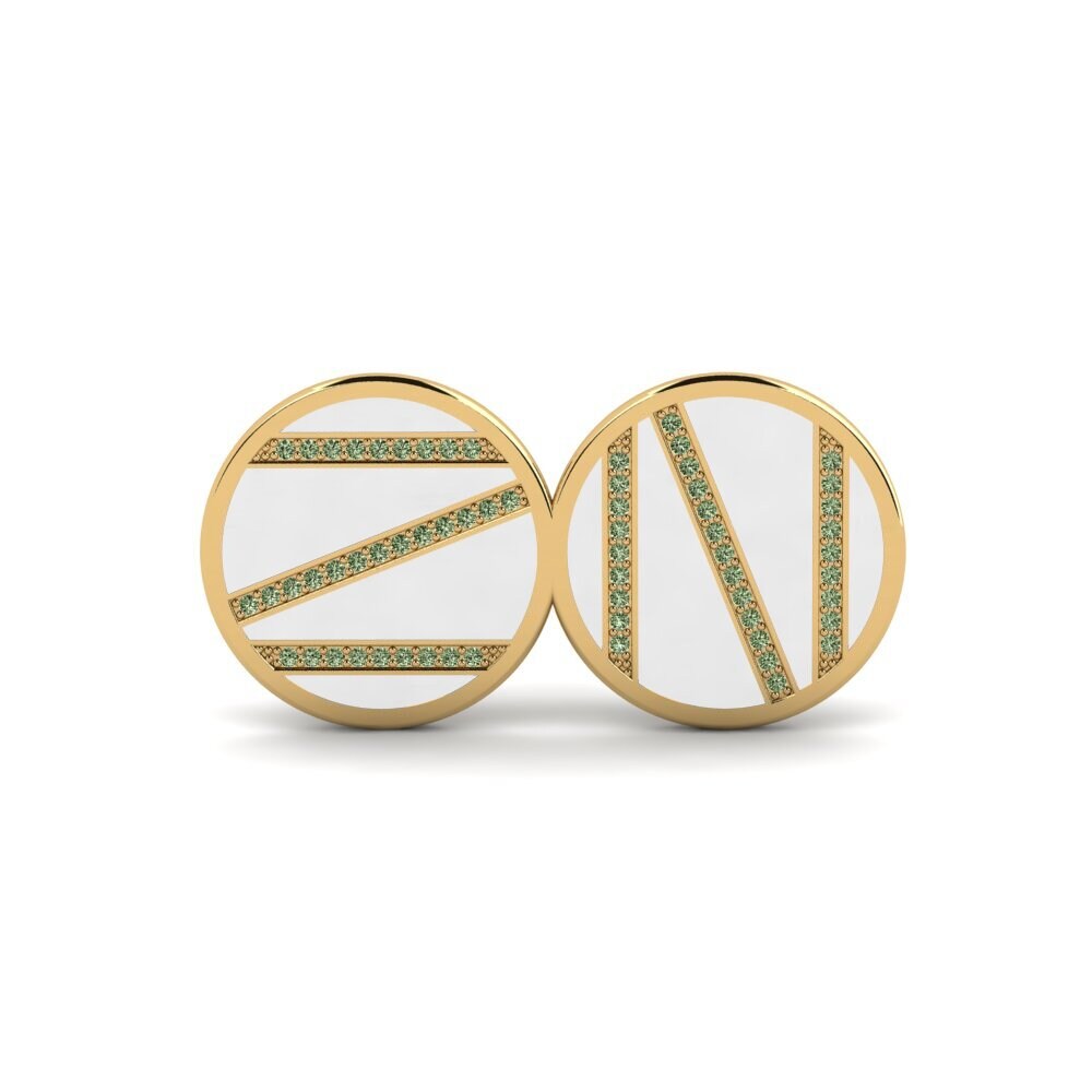 14ct Yellow Gold Green Diamond Brooch Sprelta