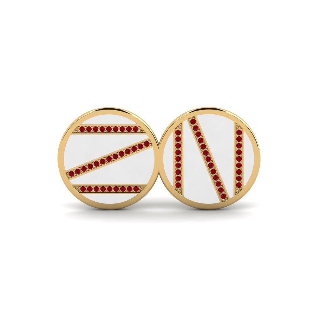 14ct Yellow Gold Red Zirconia Brooch Sprelta