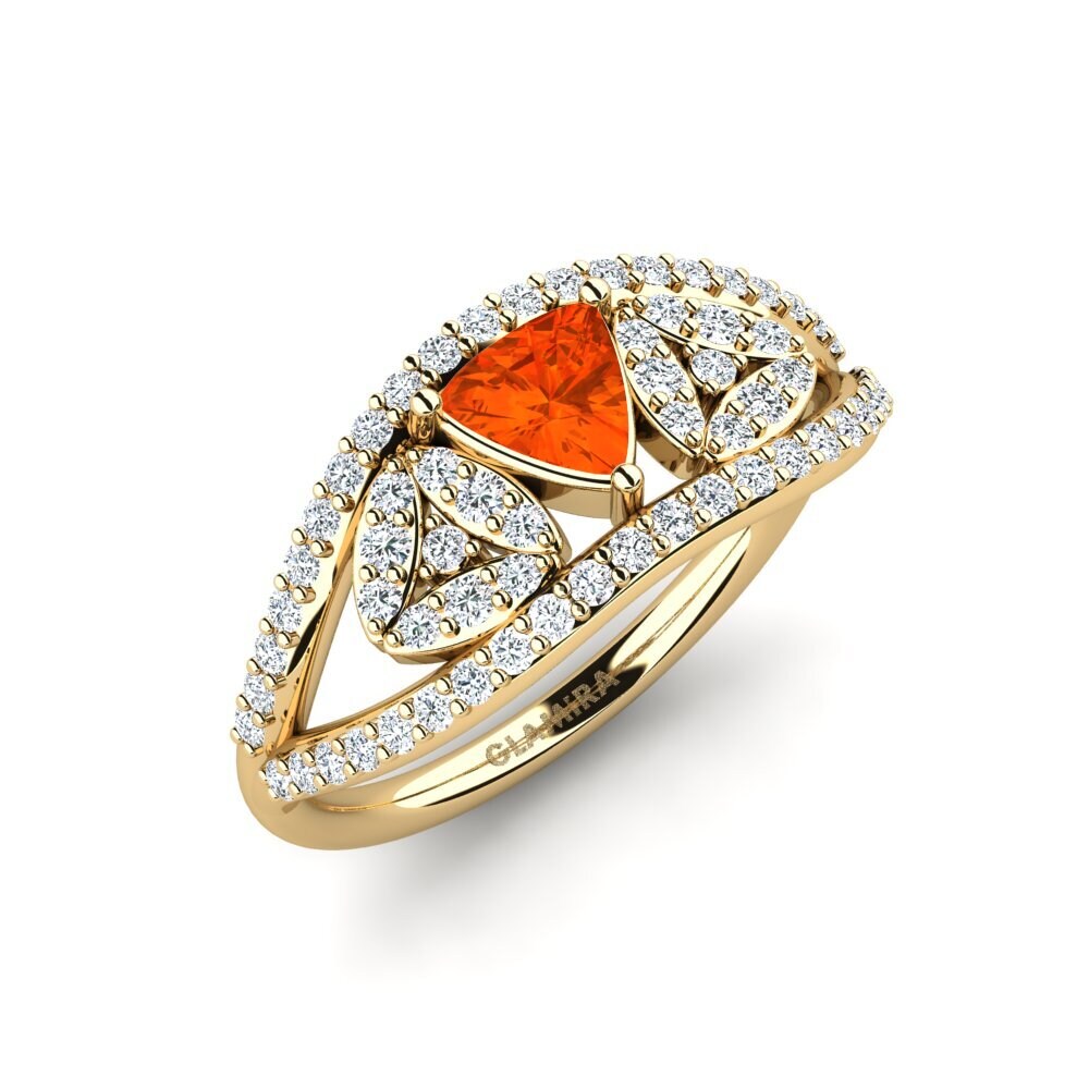 Trillion Fire Opal Engagement Ring Spro