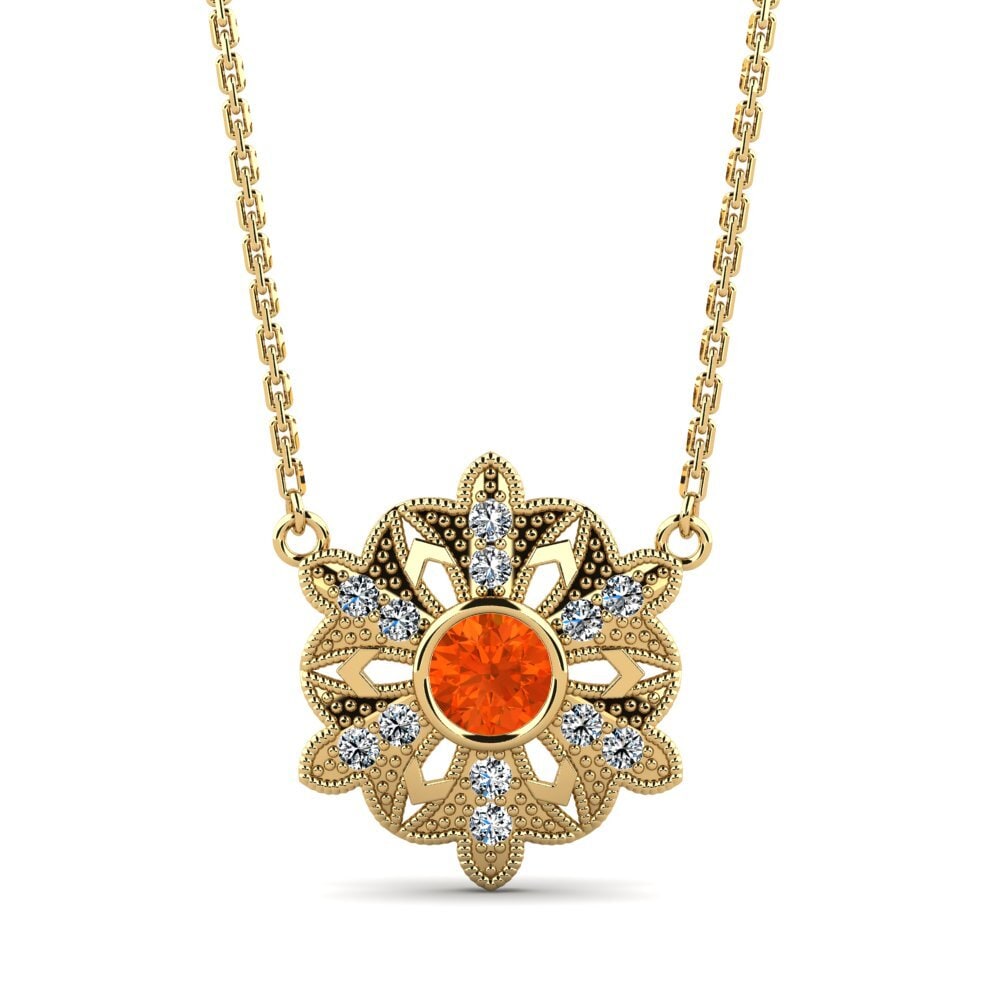 Fire Opal Women's Necklace Spun