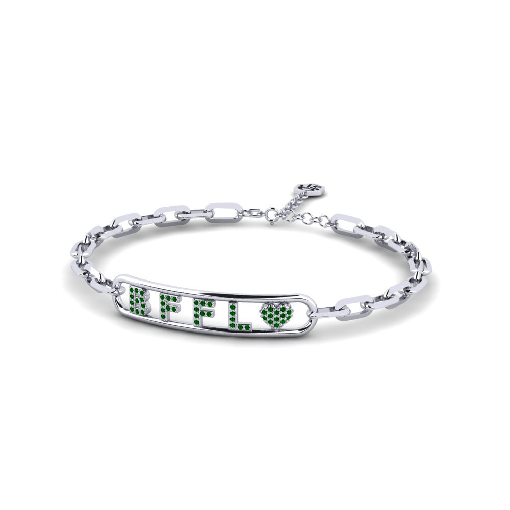 White Silver Green Zirconia Women's Bracelet Sravasti