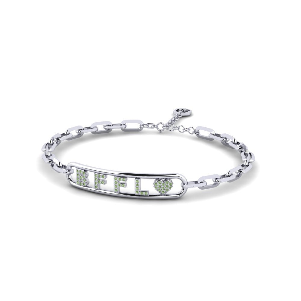 White Silver Green Diamond Women's Bracelet Sravasti