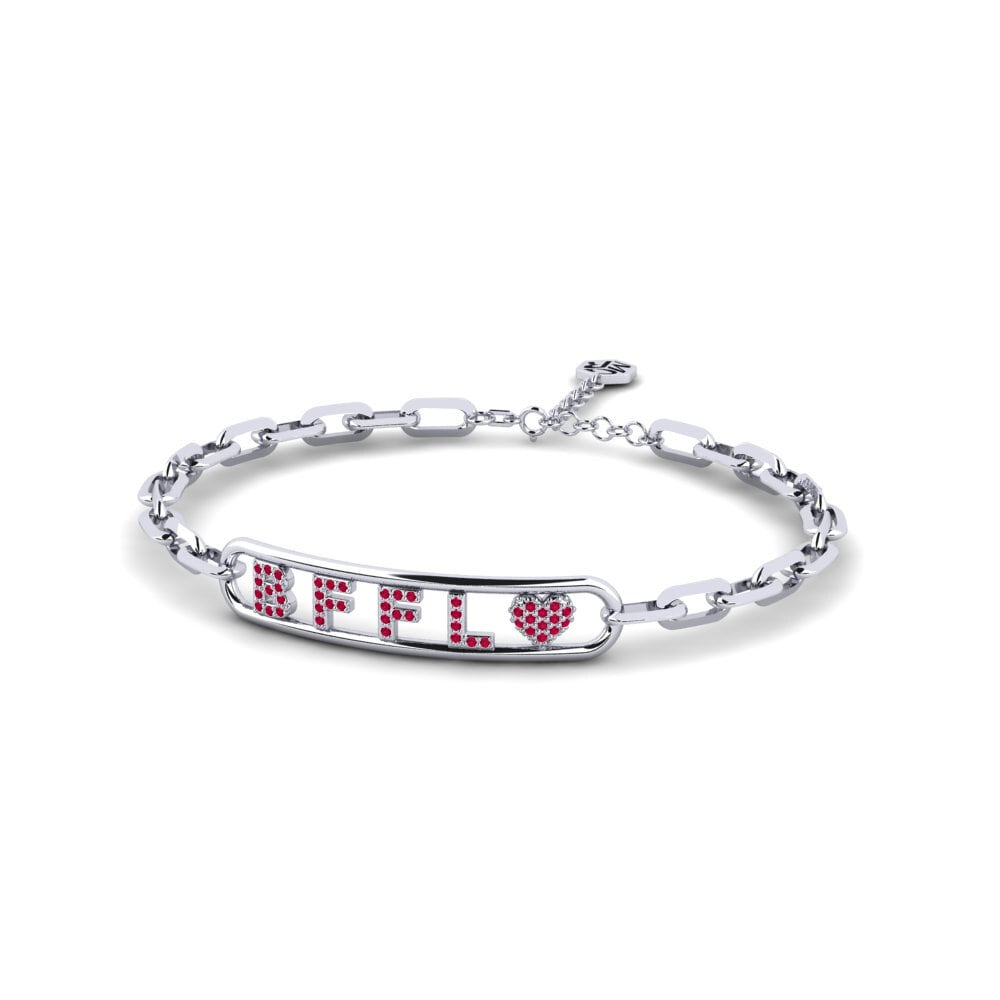 White Silver Ruby Women's Bracelet Sravasti