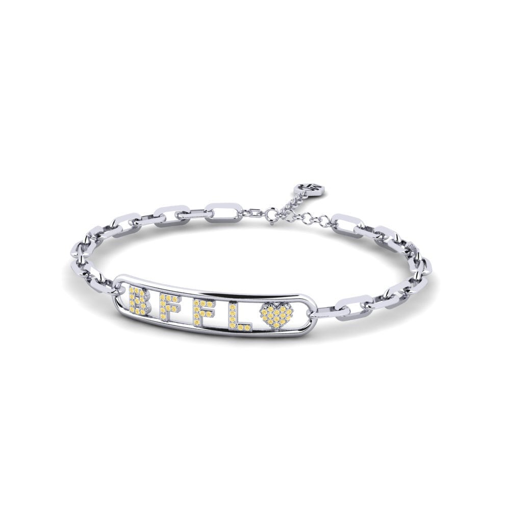 White Silver Yellow Diamond Women's Bracelet Sravasti