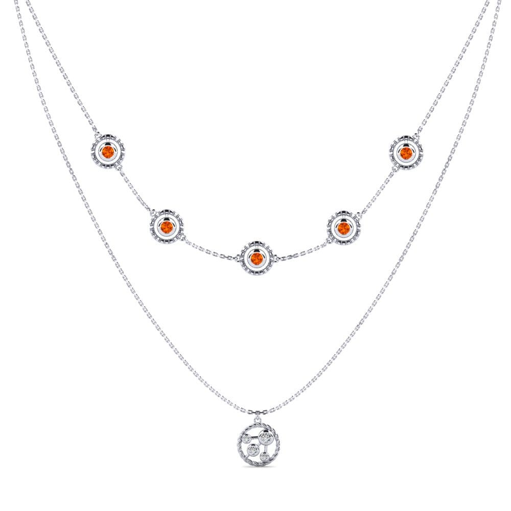 Zafiro Naranja Collar de Mujer Sseting