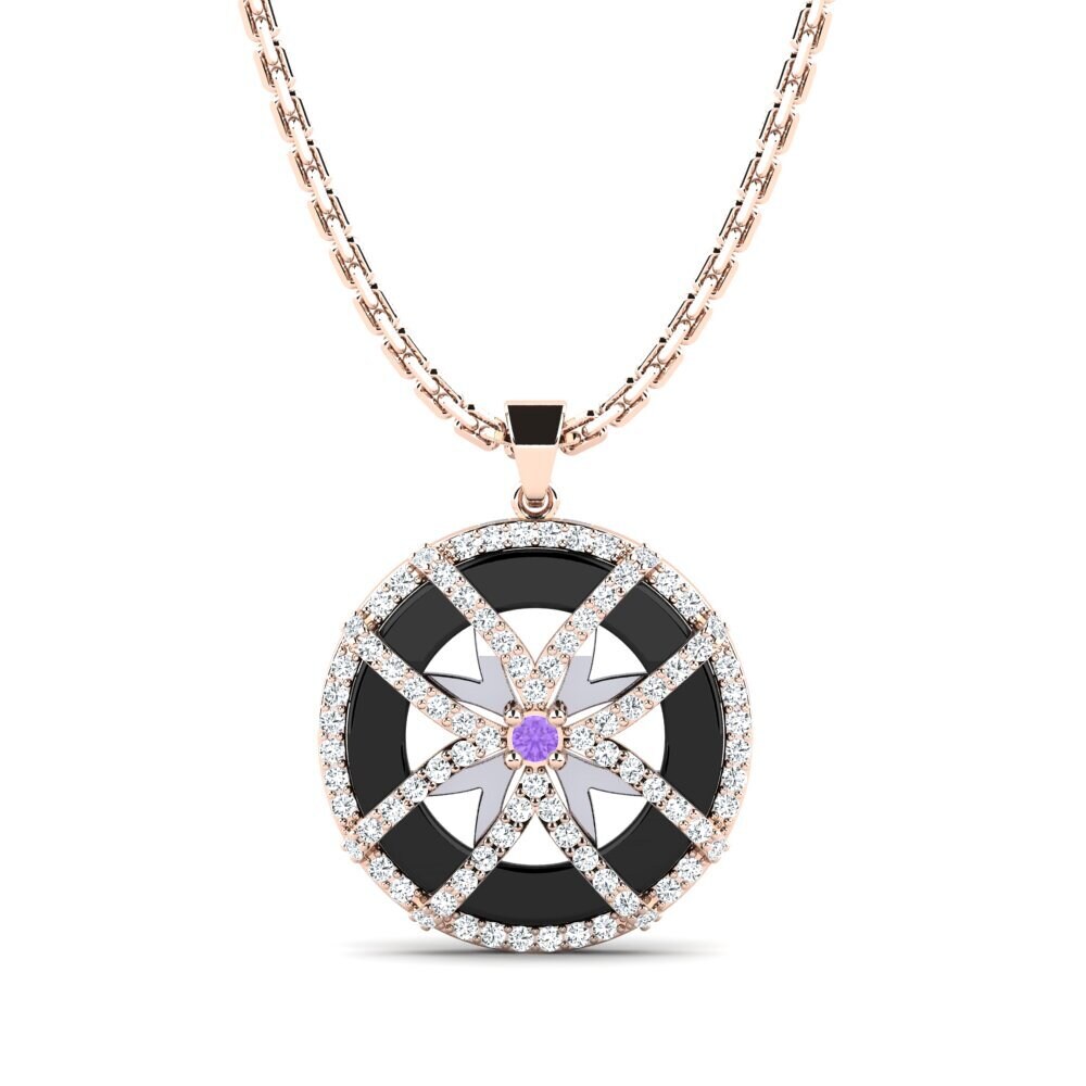 9ct Rose & White Gold Amethyst Women's Pendant Stapleton