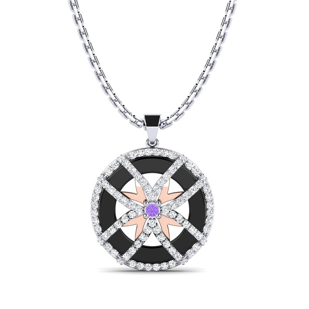 18ct White & Rose Gold Amethyst Women's Pendant Stapleton