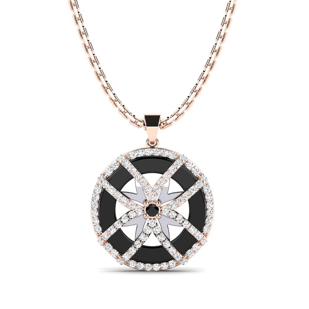 14ct Rose & White Gold Black Onyx Women's Pendant Stapleton