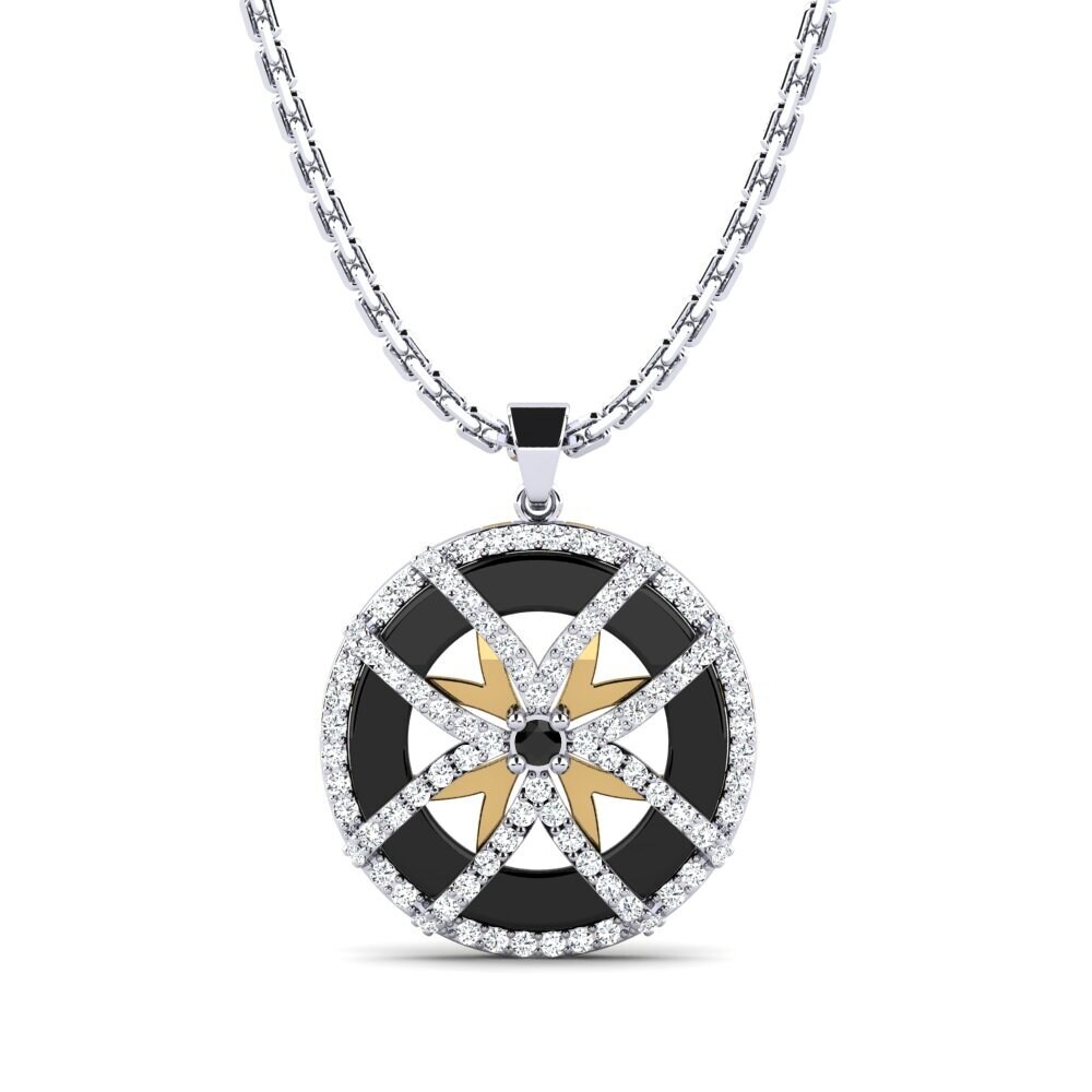 9ct White & Yellow Gold Black Onyx Women's Pendant Stapleton
