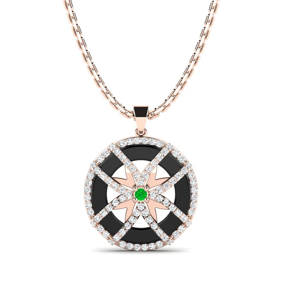 9ct Rose Gold Emerald Women's Pendant Stapleton