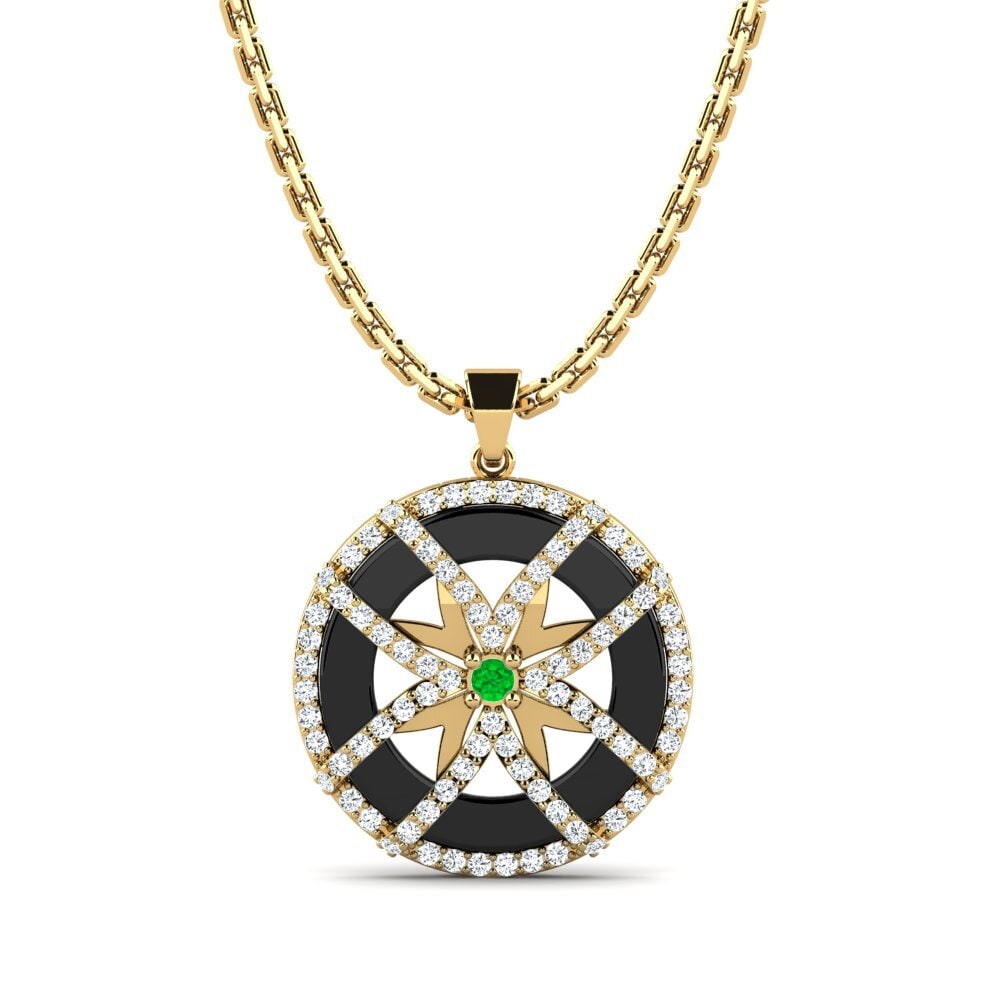 14k Oro Amarillo Esmeralda Colgante de Mujer Stapleton