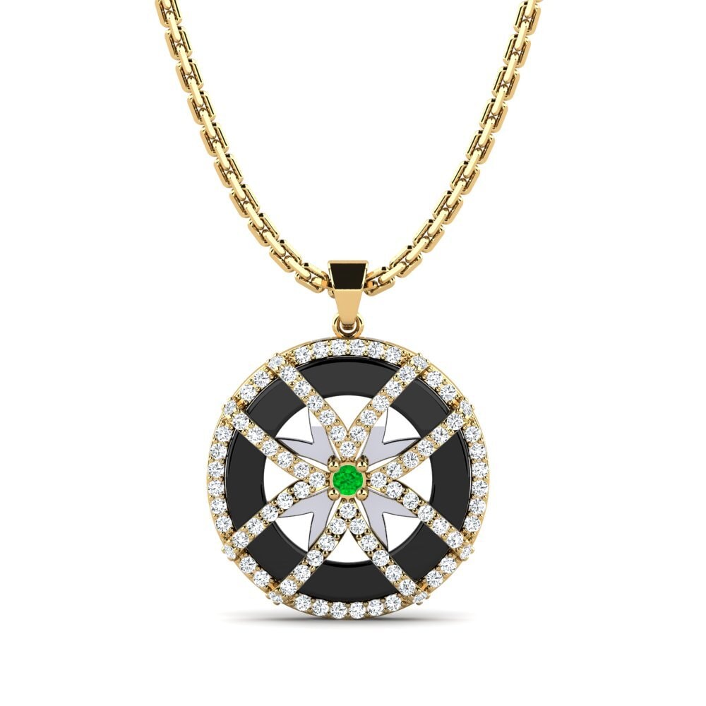 14ct Yellow & White Gold Emerald Women's Pendant Stapleton