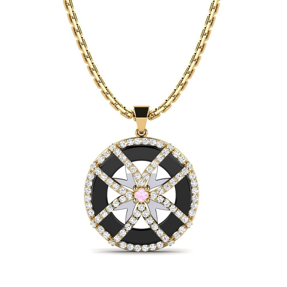 14ct Yellow & White Gold Pink Sapphire Women's Pendant Stapleton