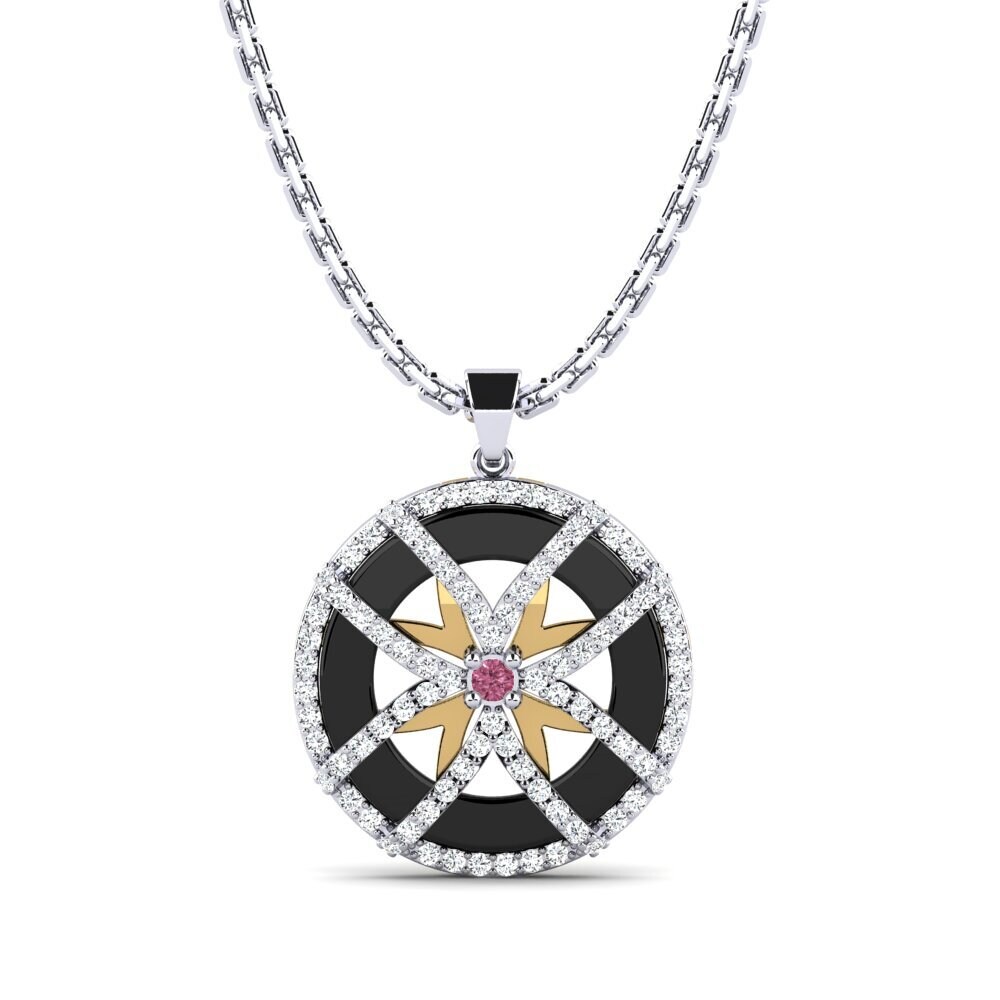 14ct White & Yellow Gold Rhodolite Garnet Women's Pendant Stapleton