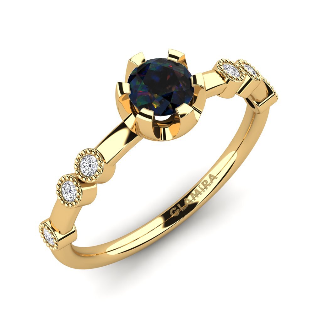 Black Opal Engagement Ring Stasiya