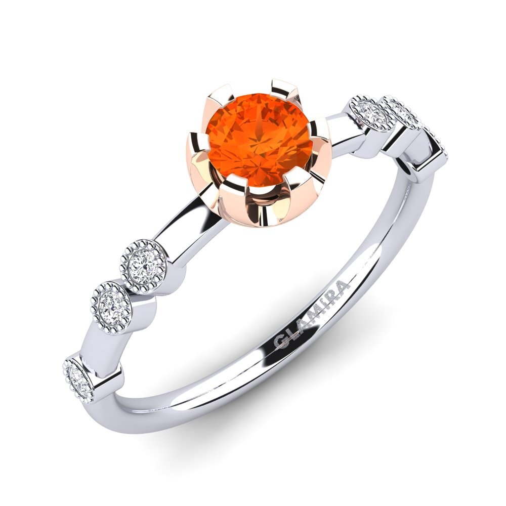 14ct White & Rose Gold Fire Opal Engagement Ring Stasiya