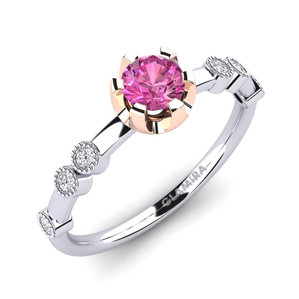 14ct White & Rose Gold Pink Topaz Engagement Ring Stasiya