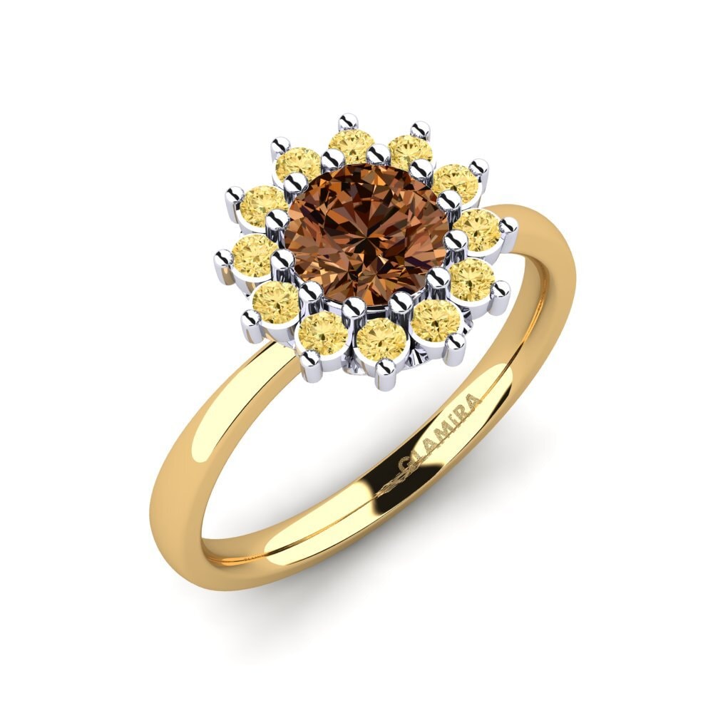 18k Oro Amarillo & Blanco Anillo de compromiso Staska