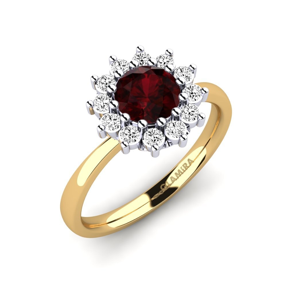 14k Oro Amarillo/Blanco Granate Anillo de compromiso Staska