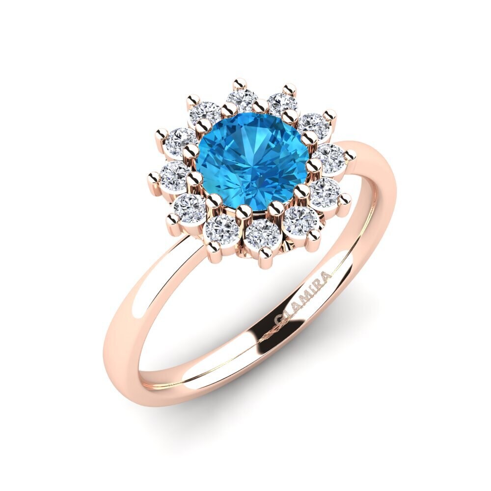 14ct Rose Gold Blue Topaz Engagement Ring Staska