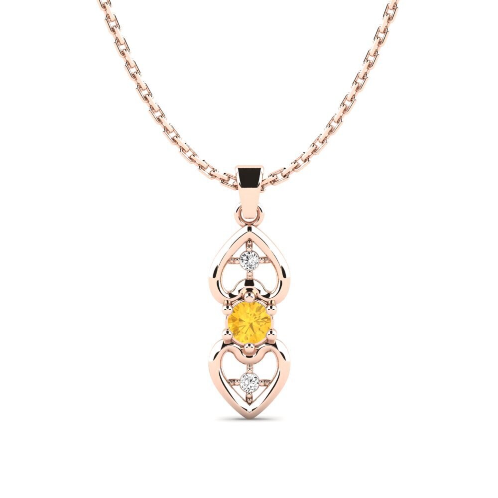 14k Oro Rosa Citrino Colgante de Mujer State