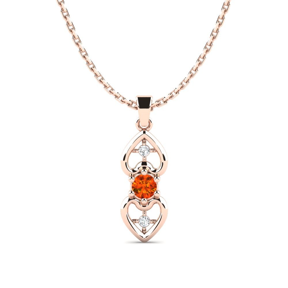14k Oro Rosa Zafiro Naranja Colgante de Mujer State