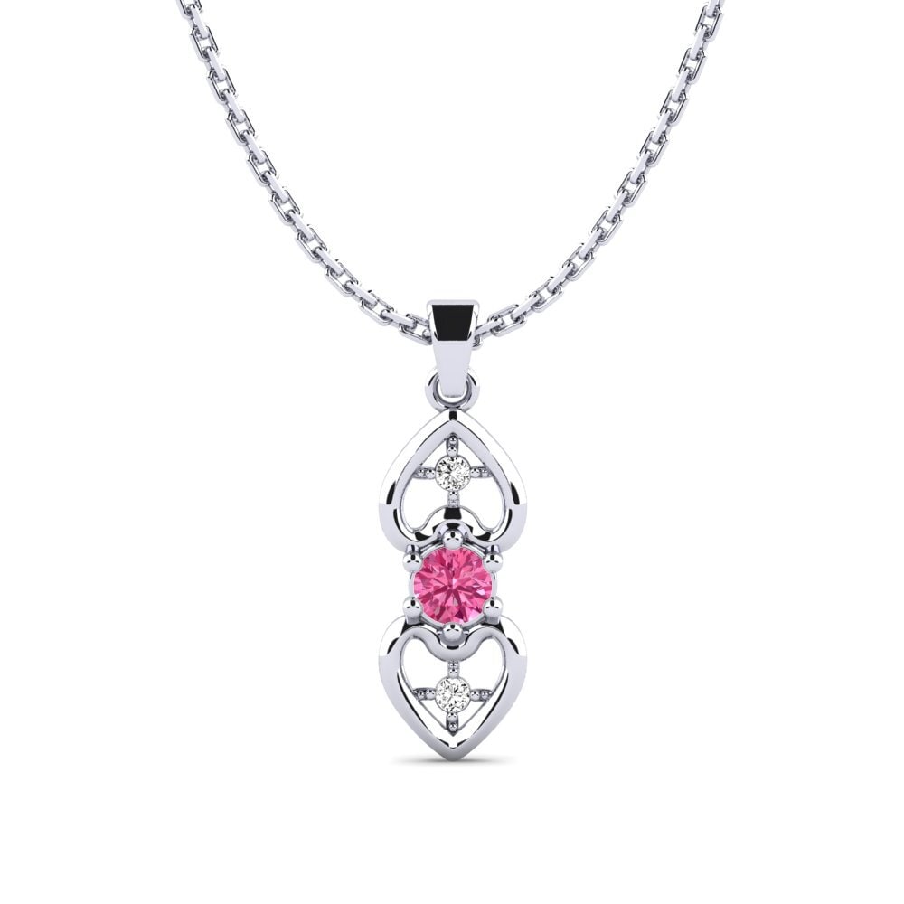 Platino 950 Turmalina rosa Colgante de Mujer State