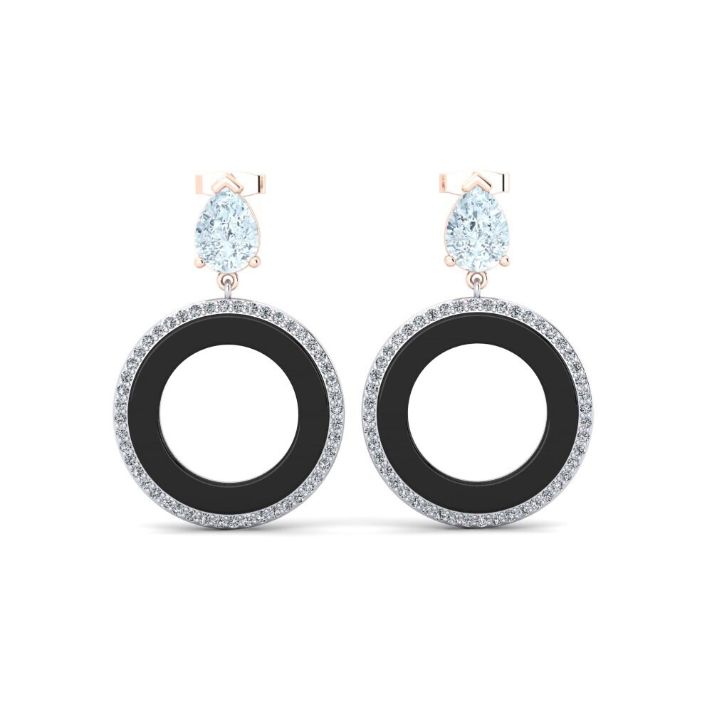 14ct Rose & White Gold Aquamarine Women's Earring Staub