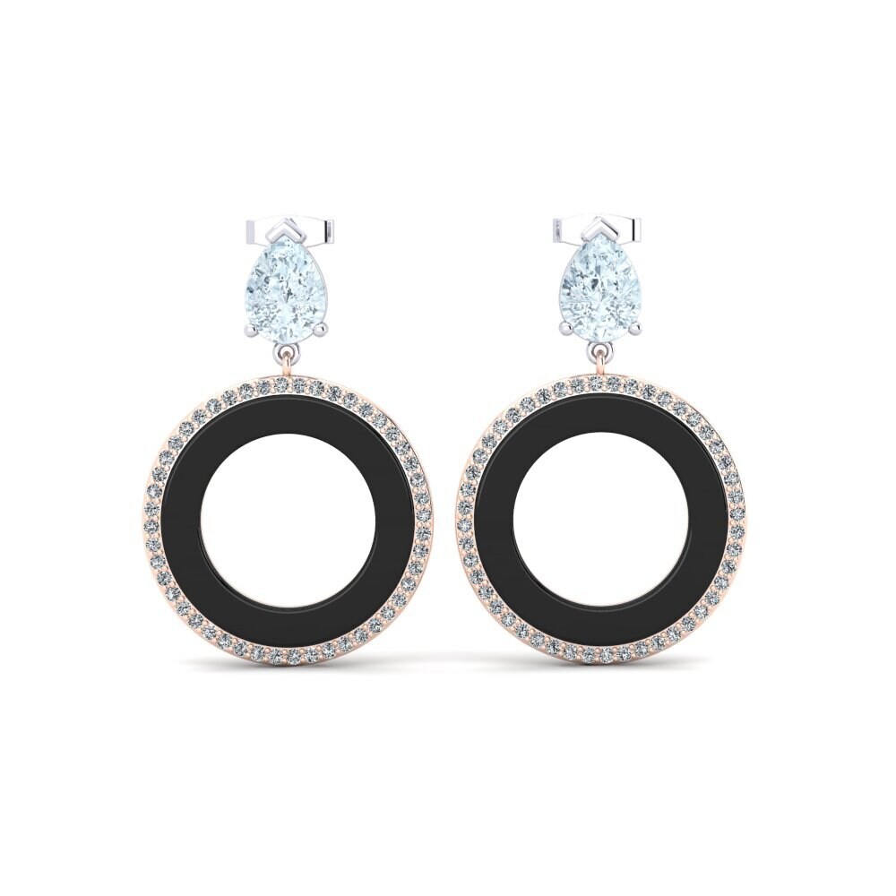 14ct White & Rose Gold Aquamarine Women's Earring Staub