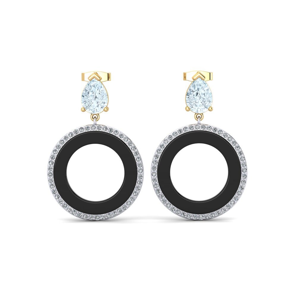 14ct Yellow & White Gold Aquamarine Women's Earring Staub
