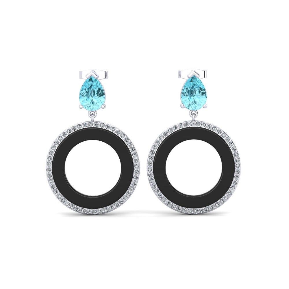950 Platinum Blue Zircon Women's Earring Staub