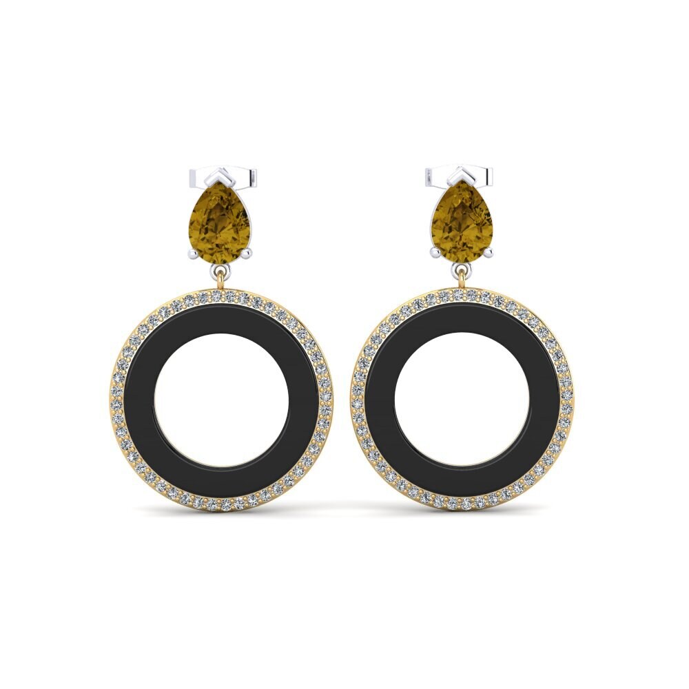 9ct White & Yellow Gold Brown Zircon Women's Earring Staub