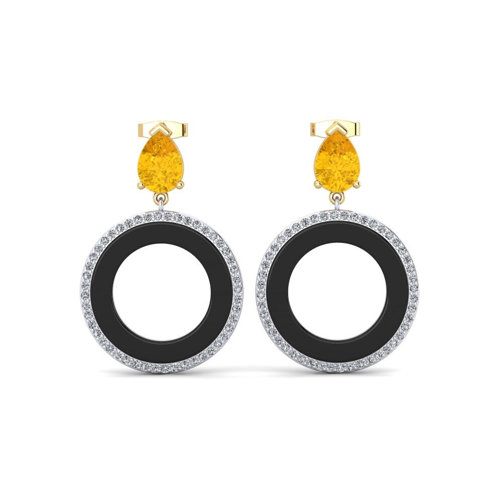 14ct Yellow & White Gold Citrine Women's Earring Staub