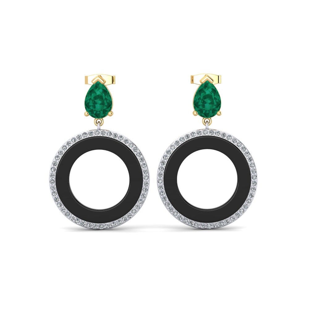 14ct Yellow & White Gold Emerald Women's Earring Staub